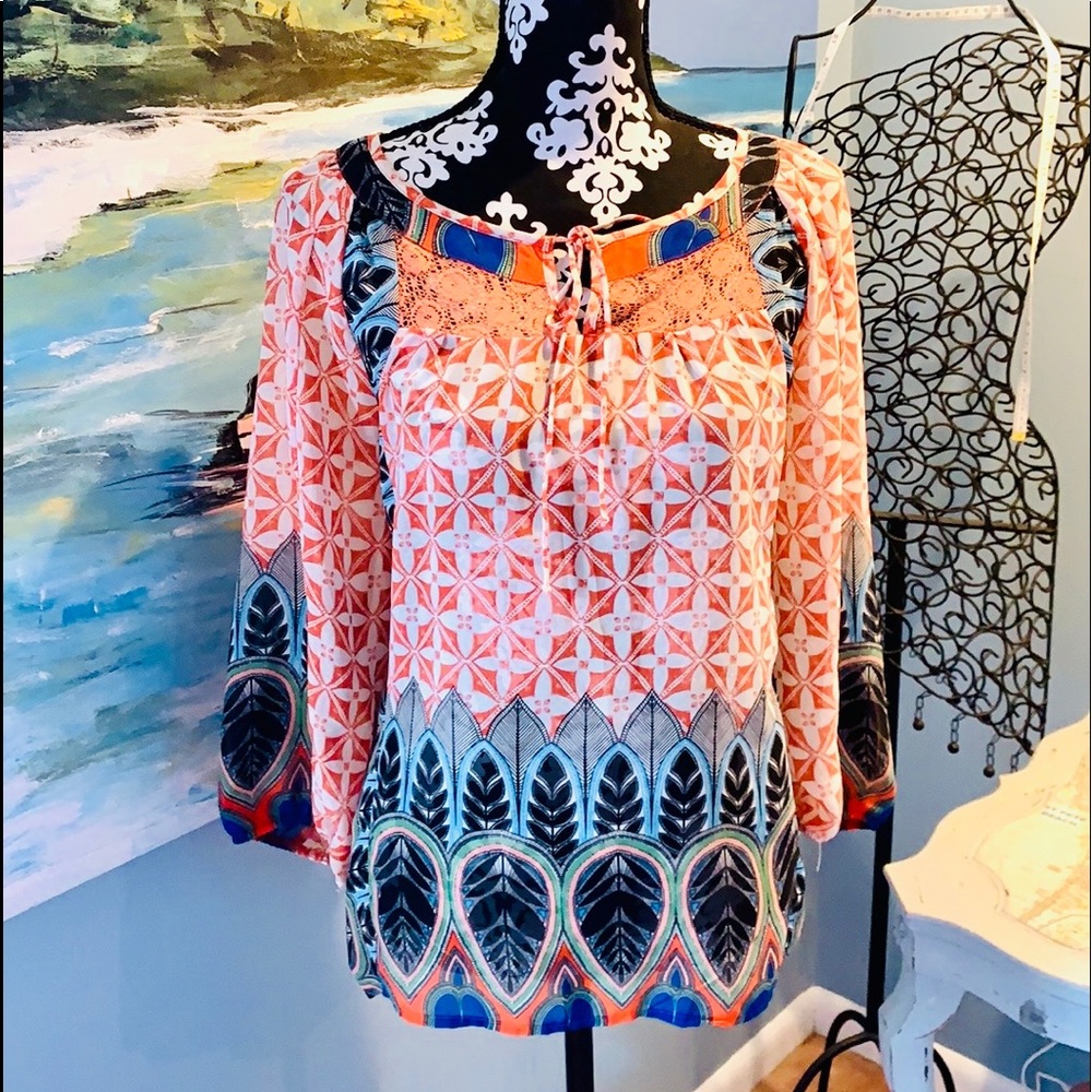 Anthro Fig & Flower, Boho Blouse, Size Large